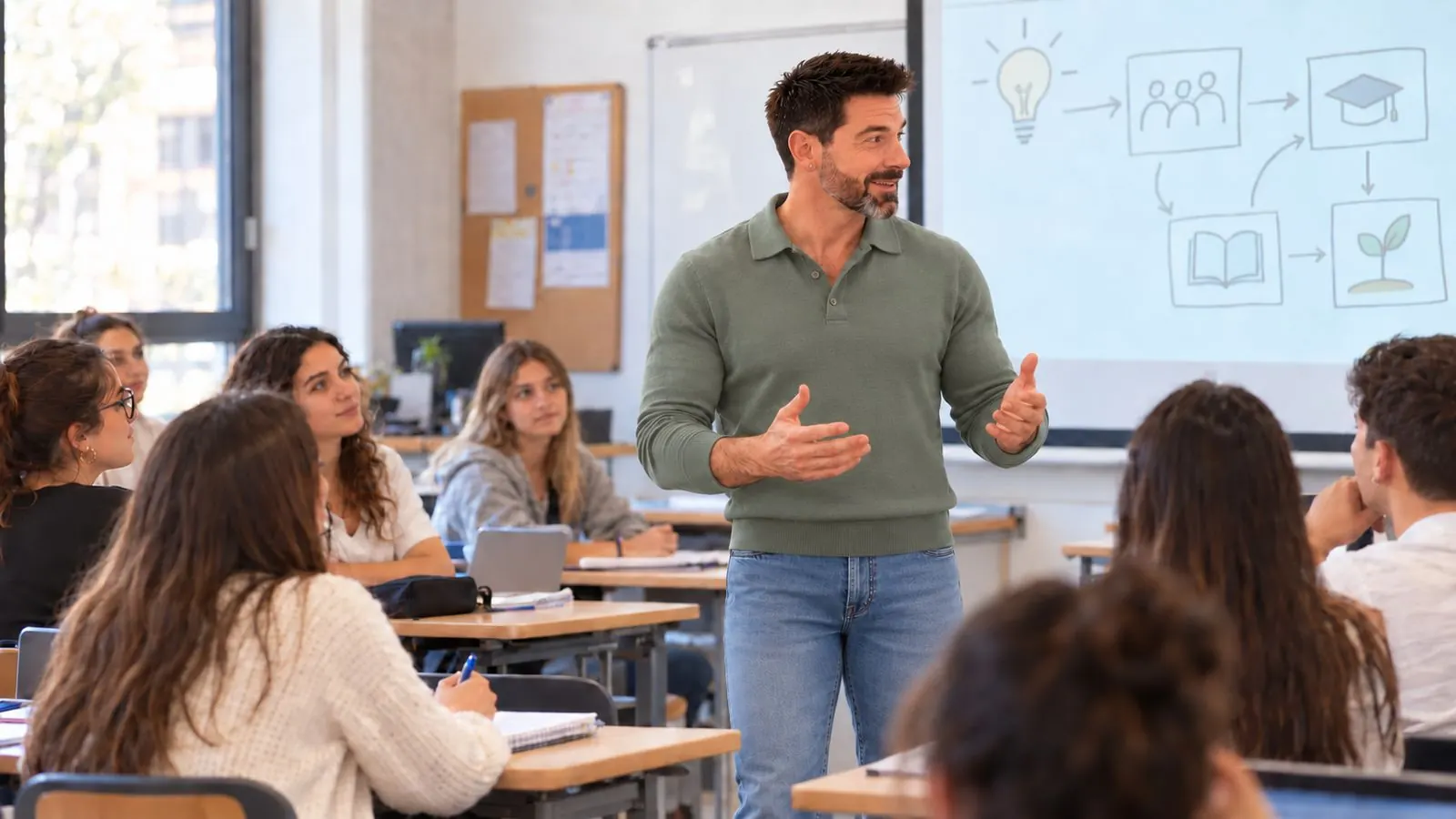Olmo Aznar en una charla de emprendimiento con alumnado de FP
